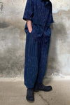AVIVA JIFEI XUE Blue Striped Panel Wide Leg Pants S22-CWLP